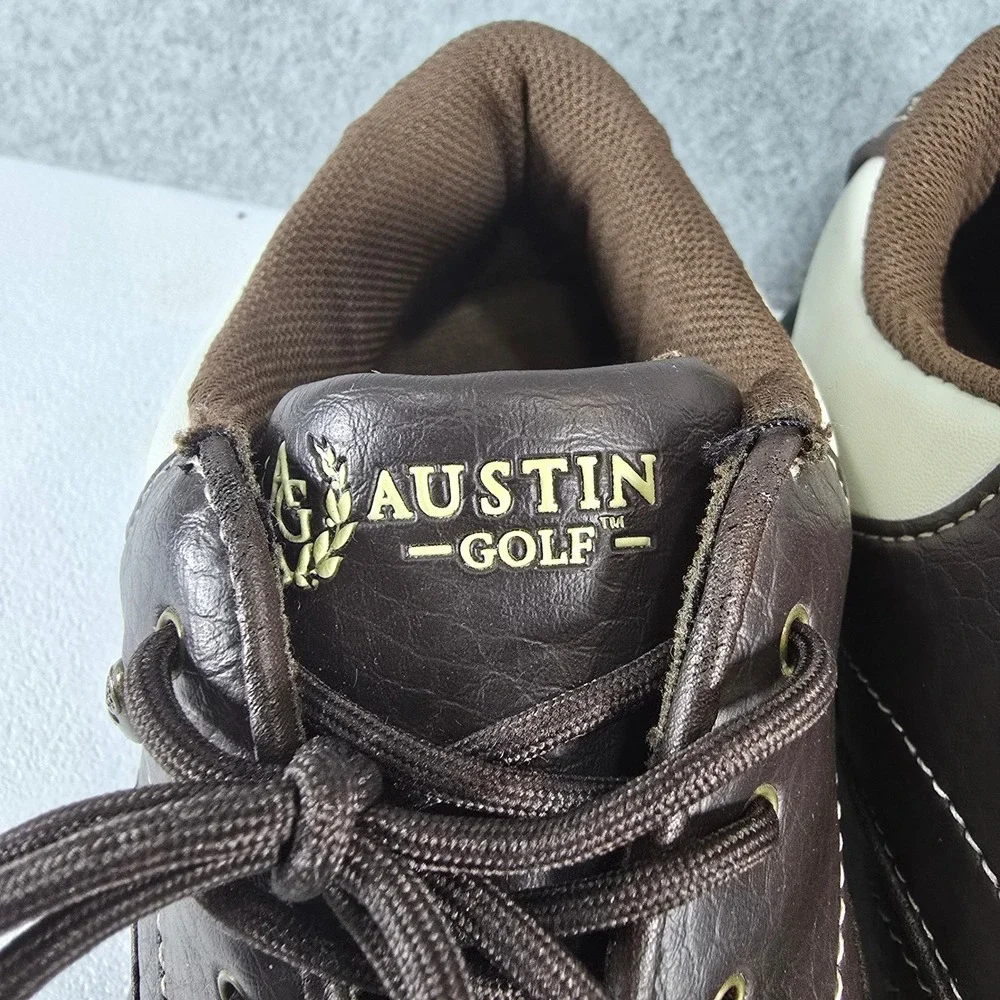 Austin Golf Mens 9 D Brown White Saddle Spiked Golf Shoes 0000440071C-HI